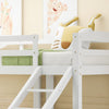 3FT Triple Sleeper Table Ladder Solid Pine Wooden Bunk Bed Children Single White