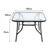 Outdoor Glass Table Patio Garden 105CM Square Table with Parasol Hole MetalFrame