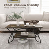 Modern Coffee Table 2-Tier Faux Marble Accent Table Snack End Table Living Room