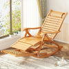 Extra Widen Bamboo Rocking Chair Recliner Lounger Swing Armchair Bed Relaxing