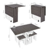 Wooden Mobile Drop Leaf Dining Table Stool Set Folding Kitchen Furniture Grey