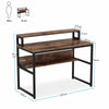 Industrial Office Computer Desk Study Writing Table with Hutch and Bottom Shelf