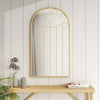 Large Window Garden Mirror Luxury Gold Frame Indoor Outdoor Arch Floral Decor