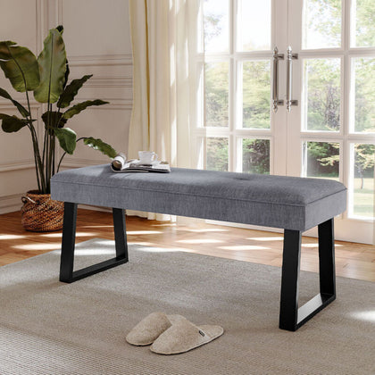 Beige/Grey Linen Bed End Chaise Lounge Window Seat Bench Hallway Shoes Changing