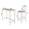 3 Piece Pine Wood High Dining Table Set & 2 Stools Chairs Seat Kitchen Furniture