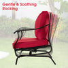 3 Piece Patio Rocking Chair Set 2 Single Chairs and Coffee Table W/ Cushions