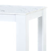 White Wooden Marble Look Breakfast Dining Table and Chairs Set of 2 Benches