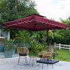 Garden Parasol Banana Cantilever Umbrella Crank Sun Shade Patio Outdoor W/ Base