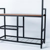 Industrial Metal Coat Rack Shoe Bench Storage Shelves Hooks For Home Living Room