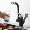 Kitchen Sink Mixer Taps 360° Swivel Spout With Pull Out Spray Faucet & 2 Hose UK
