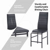 2pcs Black High Back Faux Leather Dining Chairs Metal Legs Kitchen Dining Room