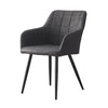 Set of 2 Grey/Brown/Beige Dining Chairs Fuax Leather Padded Seat Metal Legs PU