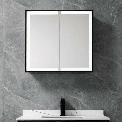 Modern Wall Mounted Bathroom Mirror Cabinet LED Illuminated IP44 650 x 600mm