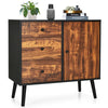 Industrial Storage Cabinet Adjustable Wooden Buffet Sideboard W/ 3 Drawers &Door