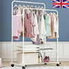 Large Rolling Clothes Rail Hanger Shelf Garment Laundry Room Balcony Drying Rack