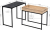 Industrial Nested Tables Black Top Oak Tray Stackable Units Metal Frame Set 2Pcs