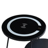 Black Glass Side End table Beside Table Round With LED Wireless Charging