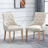 2x Accent Dining Chairs Fabric Upholstered Button Tufted Lounge Room Home Beige