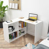 L-shaped Computer Desk Corner PC Table Workstation Home Office w/4 Shelves White