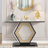 Large Marble Console Table Hallway Long Table Pentagon Frame Side Station Table