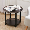 2 Tier Wooden Coffee Table With Metal Legs 50/60cm Round Side Table Home Office