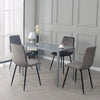 Glass Dining Table and 2 / 4 Grey Chairs Optional Lounge Office Home Furniture