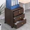 Bedside Cabinet on Casters 40 cm File Storage Cabinet with 3 Drawers under Desk