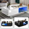 Wooden LED Coffee Table With Storage High Gloss Drawers Living Room + RGB Lights