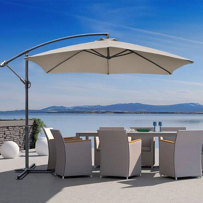 3M Garden Sun Parasol Umbrella Adjustable Cream Round Top Outdoor