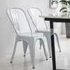 Set of 4 Dining Chairs Metal Kitchen Chairs Bistro Chair Stackable Tolix White