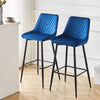 2X Modern Bar Stools Velvet Breakfast Stool Kitchen Pub Chair Metal Leg
