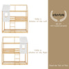 3FT Double Kids Bunk Beds Wooden Frame Kids High Sleeper Pine Wood House Canopy