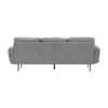 Grey Linen Fabric 3 Seater Sofa Couch Padded Settee w/ Pillows Metal Legs Lounge