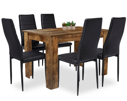 Dining Table and Chairs 4/6 Set Pu Leather Seat Dining Kitchen Room Furniture