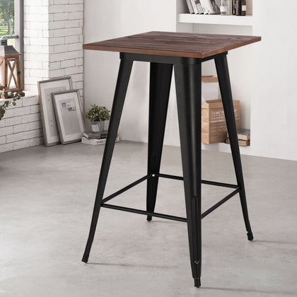 Kitchen Breakfast Table Wooden Top Metal High Bar Bistro Industrial Tolix Table