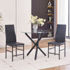 2pcs Black Faux Leather Dining Chairs Footrest Metal Legs Kitchen Dining Room