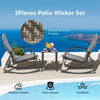 3PCS Outdoor Rattan Rocking Bistro Set Garden Patio Wicker Table & Chair Set