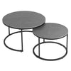 2x Large Small Real Marble Nesting Coffee Table Round Tabletop Tray Accent Home