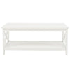88cm White Coffee Table With Storage Rectangle Living Room Wooden Legs Furniture