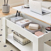 White Coffee Table with Lift Top Storage Shelf Wood Living room Height Ajustable