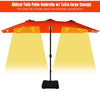 4.6m Double-Sided Parasol with Base Solar LED Lights and Crank Handle Outdoor