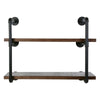 Wooden Bookshelf Metal Wall Floating Retro Industrial Pipe Display Shelf Storage