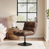 Vintage Swivel Gas Lift Office Chair Quilted Distressed Leather Padded Seat Sofa