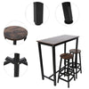 3Pcs Table Chairs Furniture Set Coffee Table Kitchen Height Bar Stool Dining