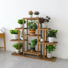 9-Tier Large Carbonized Wood Plant Stand Flower Pot Holerd Thicken Slats Shelf