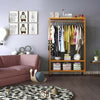 Heavy Duty Wooden Clothes Rail Rack Garment Hanging Stand Corner Open Wardrobe