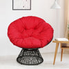 Rattan Papasan Chair Swivel Moon Round Leisure Chair Glider Deep Seat w/Cushion