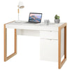 Modern Computer Desk Wooden Laptop Table Workstation W/ Storage Cabinet &Drawers