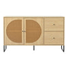 Wooden Rattan Sideboard Storage Cabinet Side Cabinet with 2 Doors 2 Drawers ZE