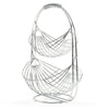 2/3 Tier Chrome Swinging Fruit Bowl Basket Hanger Stand Dinning Table Storage
